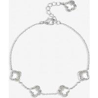 Inicio Women's Sterling Silver Plated Crystal Clover Bracelet - Gift Pouch