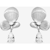 Inicio Women's Sterling Silver Plated Satin Floral Drop Earrings