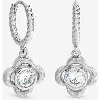 Inicio Women's Sterling Silver Plated Satin Clover Huggie Hoops