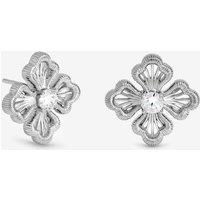 Inicio Women's Sterling Silver Plated Satin Clover Stud Earrings