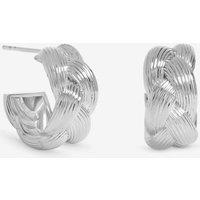 Inicio Women's Sterling Silver Plated Satin Braided Hoops