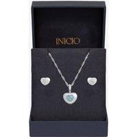 Inicio Women's Sterling Silver Plated Satin Heart Set - Gift Box