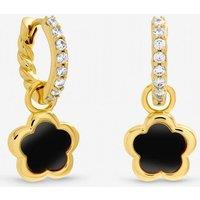Inicio Women's Gold Plated & Jet Flower Earrings - Gift Pouch
