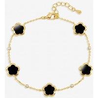 Inicio Women's Gold Plated & Jet Flower Station Bracelet - Gift Pouch