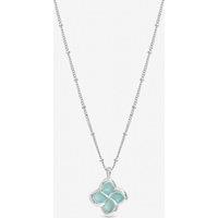 Inicio Women's Sterling Silver Plated Turquoise Clover Pendant - Gift Pouch