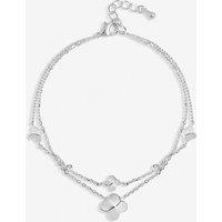 Inicio Women's Sterling Silver Plated Double Row Bezel Clover Bracelet - Gift Pouch