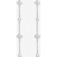 Inicio Women's Sterling Silver Plated Crystal Clover Fine Long Drop Earrings