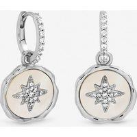 Inicio Women's Sterling Silver Plated Mother of Pearl Celestial Charm Hoops in Cream