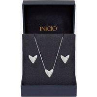 Inicio Women's Sterling Silver Plated Puff Heart Set - Gift Box