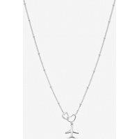 Inicio Women's Sterling Silver Plated Interlink Heart Plane Necklace - Gift Pouch