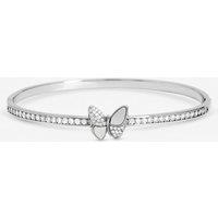 Jon Richard Women's Rhodium Plated Pave & Mother of Pearl Butterfly Bangle in Silver