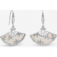 Jon Richard Women's Rhodium Plated Mother of Pearl Fan Earrings in Silver