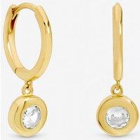 Jon Richard Women's Gold Plated Cubic Zirconia Bezel Huggie Earrings