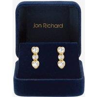Jon Richard Women's Gold Plated Cubic Zirconia Heart Drop Earrings
