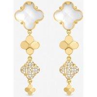 Jon Richard Women's Gold Polished & Crystal Clover Earrings