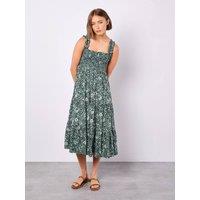 Apricot Women's Ditsy Floral Midi Dress in Navy | Size: 8