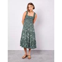 Apricot Women's Ditsy Floral Midi Dress in Navy | Size: 14