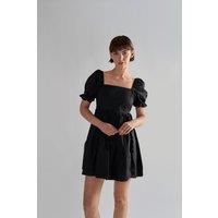 Shnoo Women's Ruffle Trim Babydoll Mini Dress in Black | Size: 10