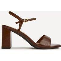 Linzi Women's Reveal Brown Faux Leather Block Heeled Sandals | Size: 7-Standard Fit