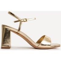 Linzi Women's Reveal Gold Faux Leather Block Heeled Sandals | Size: 3-Standard Fit