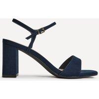 Linzi Women's Reveal Navy Faux Suede Block Heeled Sandals | Size: 3-Standard Fit