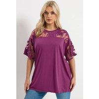Yours Women's Floral Boxy T-Shirt in Purple | Size: 30-32