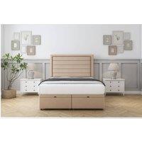 Comfort Beds Anna Plush Ottoman Bed Set With 26 Strutted Headboard in Stone | Size: Small Double