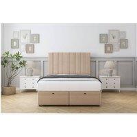 Comfort Beds Lorenzo Plush Ottoman Bed Set With 54 Floor Standing Headboard in Stone | Size: Small Double