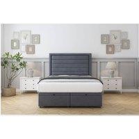 Comfort Beds Anna Plush Ottoman Bed Set With 26 Strutted Headboard in Dark Grey | Size: Small Single