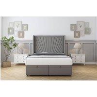 Comfort Beds Sunrise Dumfries Ottoman Bed Set With 54 Wingback Headboard in Light Grey | Size: Small Double