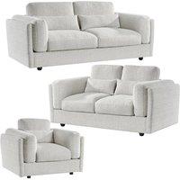 Furnishings For Less UK Bali 3 Piece Sofa Suite Chenille Modern 3 + 2 + 1 Beige