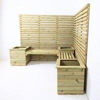 Churnet Valley Garden Furniture Ltd Corner Planter Bench with 2 Seat (6x5) Fence Panels - L50xW50xH53 cm in Light Tan
