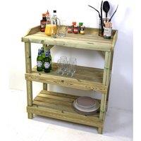 Churnet Valley Garden Furniture Ltd BBQ Prep Outdoor Table - L49 x W84 x H95 cm - Partially Assembled in Light Tan
