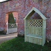 Churnet Valley Garden Furniture Ltd Daisy 2 Seat Trellis Storage Arbour - L60 x W130 x H211 cm in Light Tan