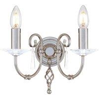 Netlighting Aegean 2 Light Indoor Candle Wall Light Polished Nickel E14 in Grey
