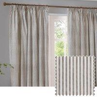 Yard Hebden Striped 100% Cotton Lined Pencil Pleat Curtain Pair in Brown | Size: 168 cm width x 183 cm drop