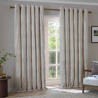 Yard Hebden Striped 100% Cotton Lined Eyelet Curtain Pair in Brown | Size: 229 cm width x 137 cm drop