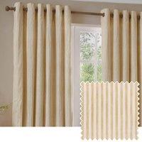 Yard Hebden Striped 100% Cotton Lined Eyelet Curtain Pair in Yellow | Size: 168 cm width x 183 cm drop