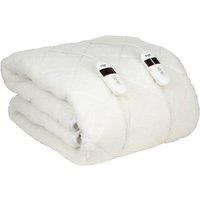 Russell Hobbs Electric Blanket, Sherpa Fleece Fitted Underblanket RHBDB8004 Double in White
