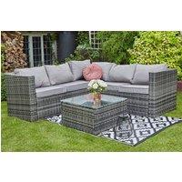 Furniture Maxi Vancouver 5 Seater Rattan Corner Sofa Patio Set in Grey
