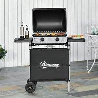 OUTSUNNY Propane Gas Barbecue Grill 2 Burner Cooking BBQ 5.6 kW in Black