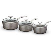 Tower Cerastone Pro Saucepan Set, 3 Piece, Oven Safe, Forged Aluminium in Metallics