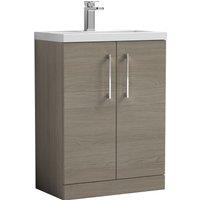 Balterley Bathroom Vanity Basin Unit, Chrome Handles, 600mm, Mid Oak in Brown