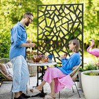 OUTSUNNY Metal Garden Partition Screen Decorative Outdoor Divider w/Screws in Black