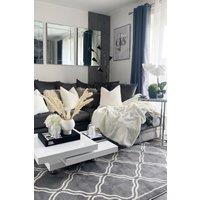 Kukoon Grey Modern Trellis Abstract Bordered Living Room Area Rug in Mid Grey | Size: 200 cm x 290 cm
