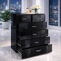 Harmin High Gloss Black 6-Drawer Chest of Drawers - Modern Storage Unit