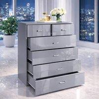 Harmin High Gloss Grey 6-Drawer Chest of Drawers - Modern Storage Unit