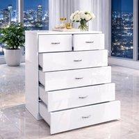 Harmin High Gloss White 6-Drawer Chest of Drawers - Modern Storage Unit