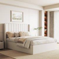 Modish Furnishing Maddison King Size Cream Velvet Ottoman Storage Bed