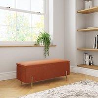GFW Mystica Velvet Storage Ottoman in Orange